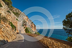 Landscape serpentine road along the Mediterranean Sea in Spain