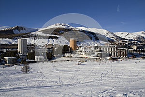 Landscape of Sestriere in winter
