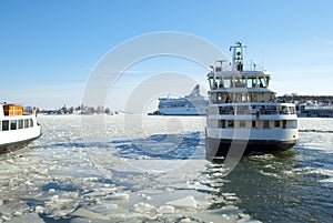 Landscape with a ship and the ice drift