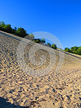 Landscape of shore and dunes in the Penouille sector of Forillon National Park, Gaspe Peninsula, Quebec, Canada