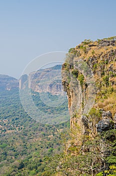 Landscape shot of beautiful Doucki Canyon in the Fouta Djalon highlands during Harmattan season, Guinea, West Africa