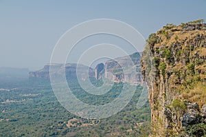 Landscape shot of beautiful Doucki Canyon in the Fouta Djalon highlands during Harmattan season, Guinea, West Africa