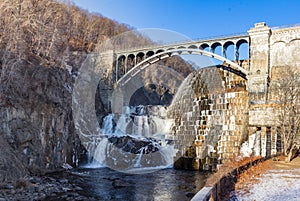 Landscape shot of Croton Dam with the spillway