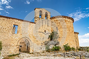 Landscape shot of the facade of the Ermita de San Frutos chapel in Segovia, Spain photo