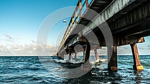 Landscape shot of the Pompano Beach Pier in Broward County ,Florida photo