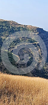 Landscape Shot Of Raigad Fort Mountain Ranges Located In Western Sahyadri Ghats Of India