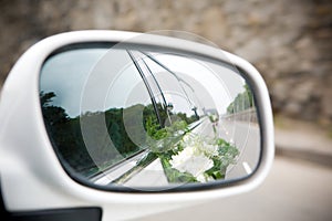 Landscape in the sideview mirror