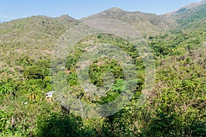 Landscape of Sierra Maestra mountain range near Santiago de Cuba, Cu