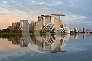 Landscape of the Singapore financial district in Marina bay, Sin