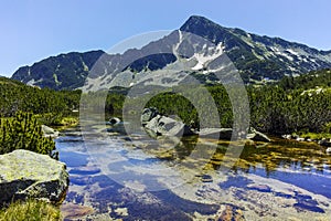 Landscape with Sivrya peak and Banski lakes, Pirin Mountain