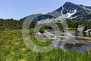 Landscape with Sivrya peak and Banski lakes, Pirin Mountain