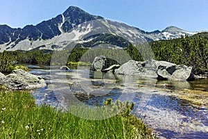 Landscape with Sivrya peak and Banski lakes, Pirin Mountain