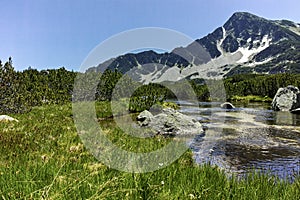 Landscape with Sivrya peak and Banski lakes, Pirin Mountain