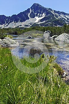 Landscape with Sivrya peak and Banski lakes, Pirin Mountain