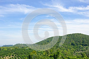Landscape of sky and green mountain in summer season at north Thailand