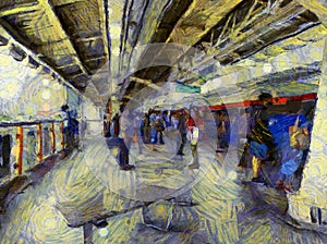 Landscape of the Skytrain Station Illustrations creates an impressionist style of painting