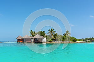 Landscape with a small island in the Maldives, Indian Ocean, Kaafu Atoll, Kuda Huraa Island