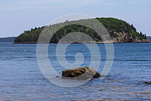 Landscape of small islands in Frenchman Bay at Bar Harbor, Maine, USA