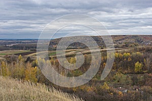 Landscape with small remote hamlets in Sumskaya oblast, Ukraine
