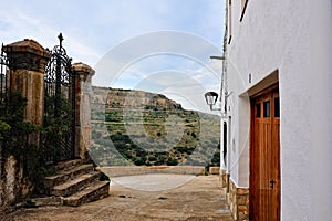 Landscape with small spanish old town Ares