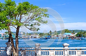 Landscape of small village in seashore Phu Quoc, Kien Giang, Vietnam.