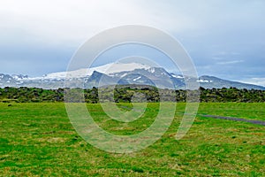 Landscape and the Snaefellsjokull volcano