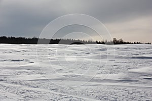 Landscape with snow barkhans.