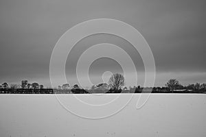 Landscape of a Snow Covered Field