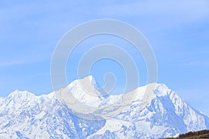 Landscape of snow mountain under blue sky