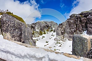 Landscape with snow in the Serra da Estrela. County of Guarda. Portugal