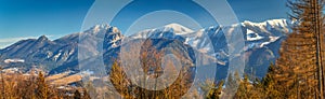 Landscape with snowy mountains in the background