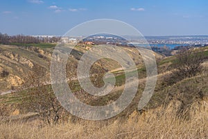 Landscape with soil erosion in outskirts of Dnepr city, Ukraine
