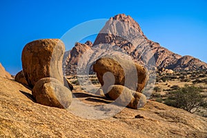Landscape of the Spitzkoppe granite peaks in Namibia