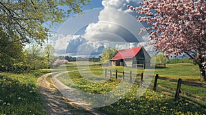 landscape spring on the farm