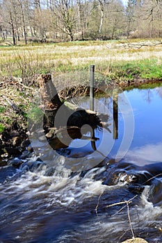 Landscape in Spring at the River Warnau in the Village Borg, Lower Saxony