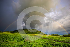 Landscape at the springtime with Deva citadel, Romania