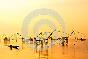 Landscape of square dip net or YoThai languagemade of bamboo