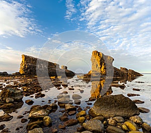 Landscape of the Stone Ships sea stacks in Sinemorets on the Black Sea in Bulgaria