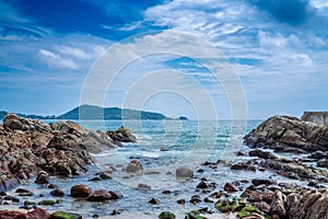 Landscape stones line up on the beach