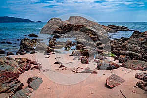 Landscape stones line up on the beach