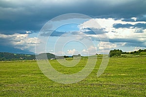 Landscape with storm clouds on Liptov in Slovakia.