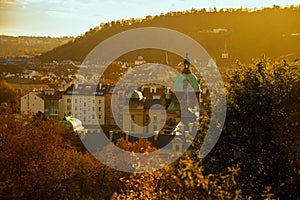 landscape with Straka Academy dome in Prague, Czech Republic