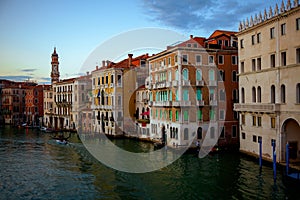 Landscape with street and grand canal in Venice, Italy