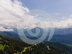 landscape summer green mountains with clouds in sochi