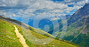 Landscape of summer mountains in sunny weather