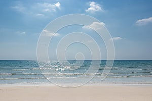 Landscape of summer tropical beach. beautiful seascape with sand , sea and sky