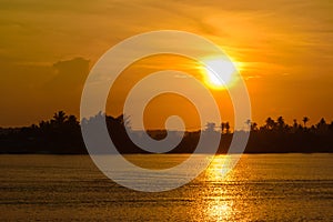 Landscape of sunrise on the beach at  Krabi province, Thailand