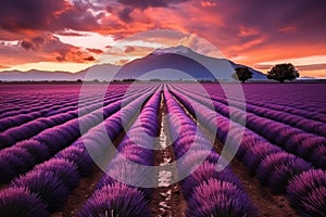 Landscape with the sunrise a blossoming meadow panorama