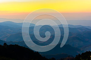 Landscape of sunrise on Mountain at of Doi Pha Phueng ,NAN,Thailand