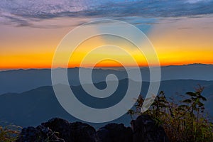 Landscape of sunrise on Mountain at of Doi Pha Phueng ,NAN,Thailand